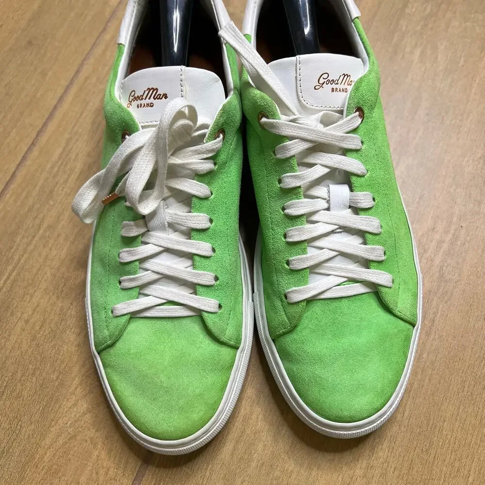 Good Man Brand Green Suede Low Top‎ Sneakers Made In Italy Men’s Size 9 Luxury